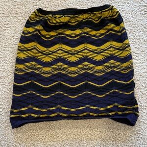 Missoni Geometric Pattern Knit Mini Skirt in Navy and Gold